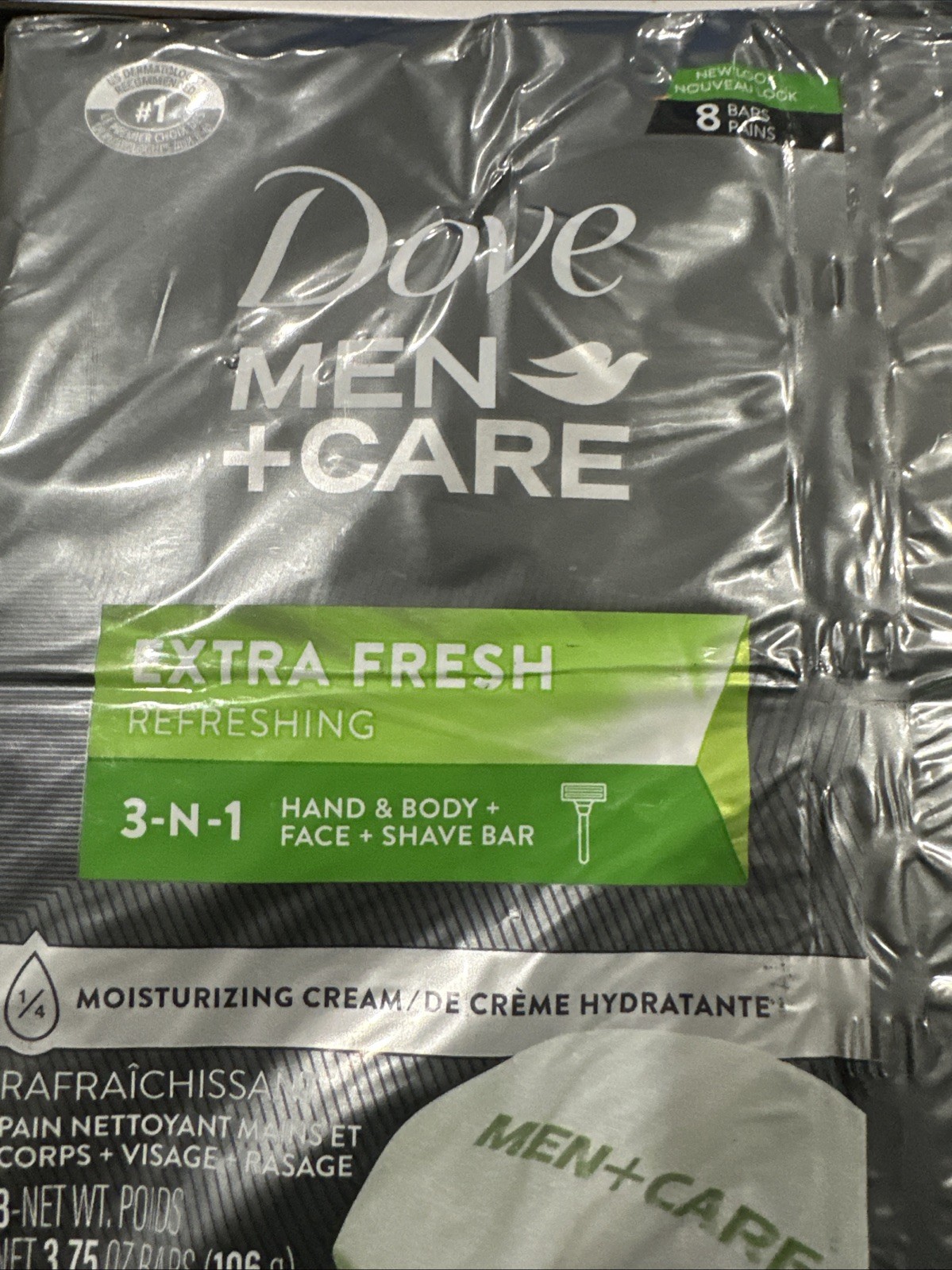 8 Pack Dove Men+Care Body and Face Bar Soap, Extra Fresh, 3.75 oz., 14 ct.