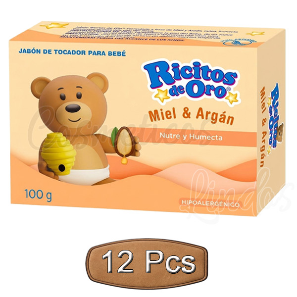 12 Pcs Ricitos De Oro Miel & Argan Bar Soaps for Babies
