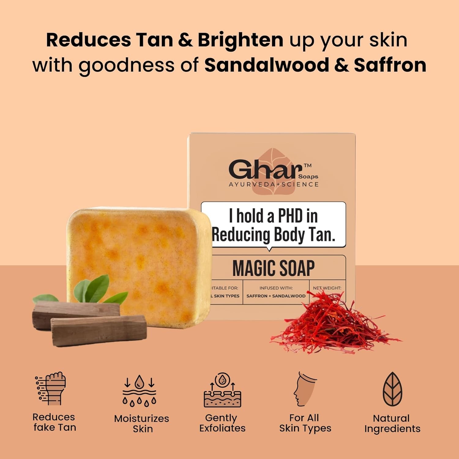 Handmade Sandalwood Saffron Bath Soap 2x100g Pack | Natural Glow Skin I USA