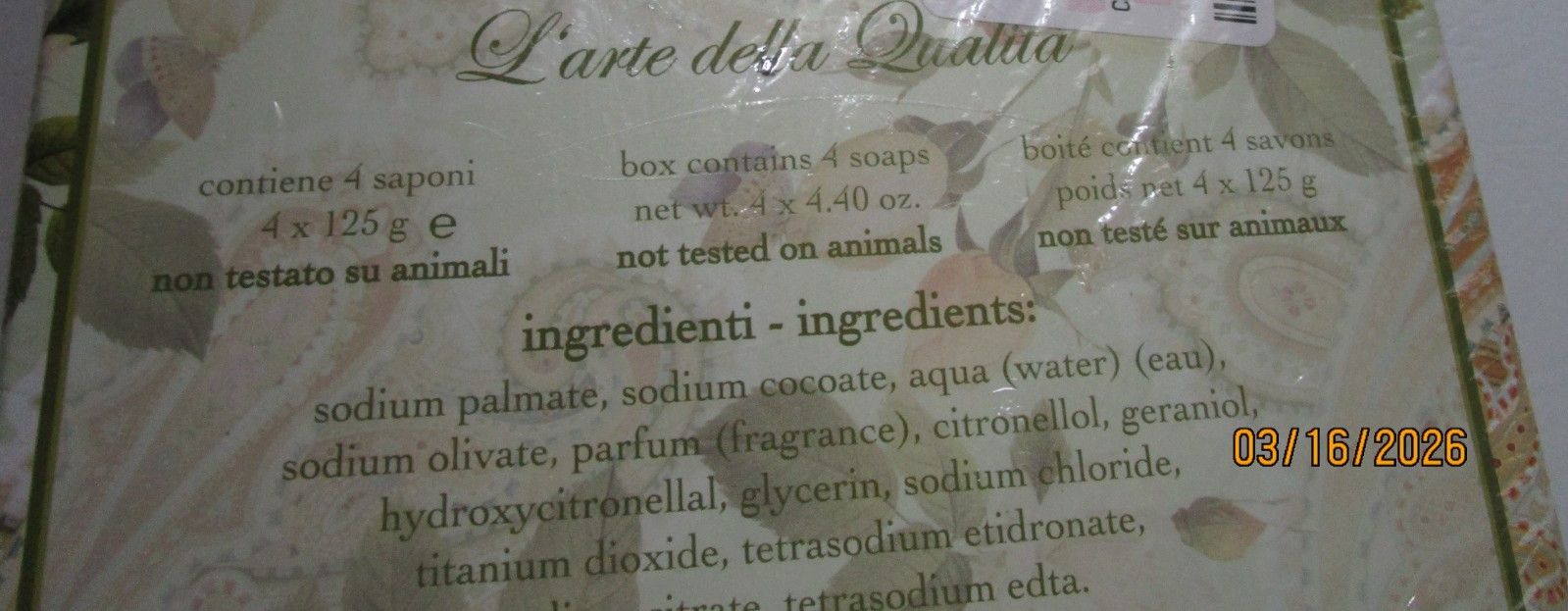 New SAPONIFICIO ARTIGIANALE FIORENTINO Cherub Box of 4 Soap Bars 4.40 oz each