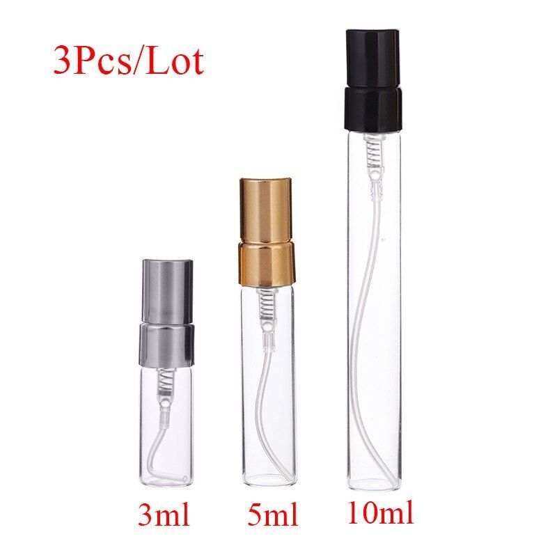 3pcs 3ml – 10ml Refillable Aluminum Nozzle Perfume Scent Spray Container Bottle