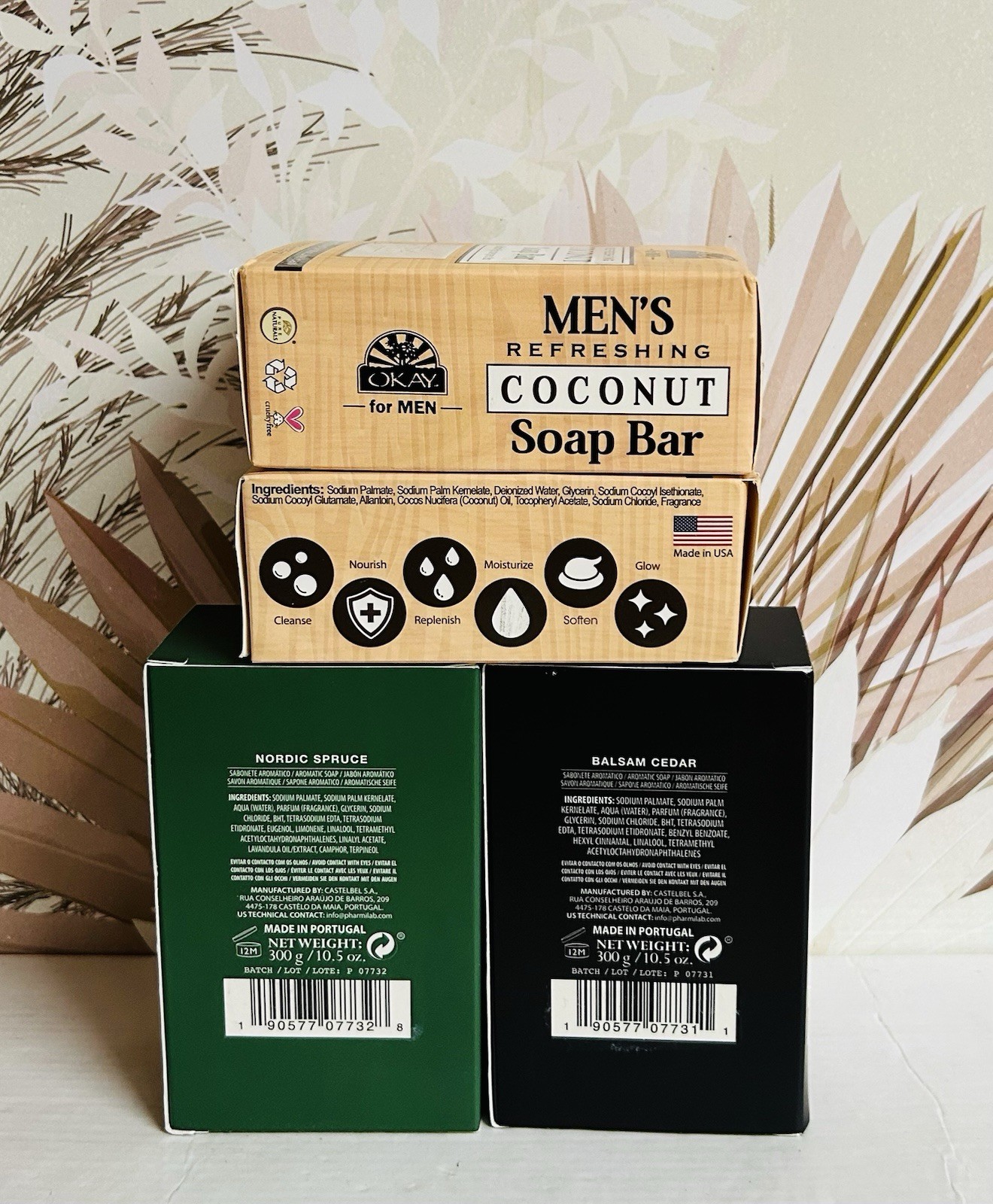 4-Pack Nordic Spruce, Balsam Cedar & Coconut Soap Bar Set