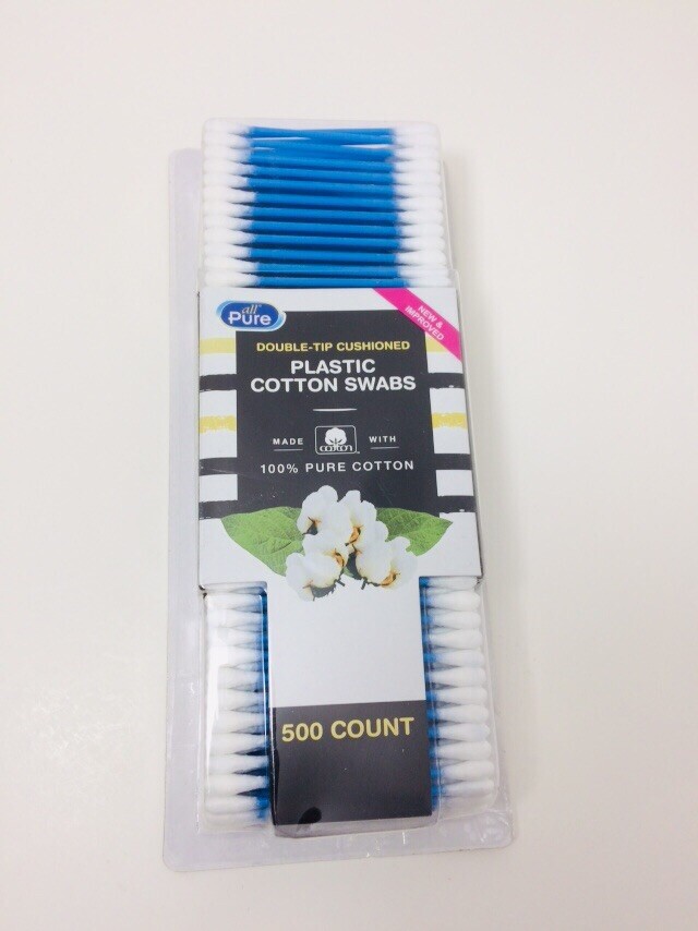 Cotton Swabs Double-Tip Cushioned 100% Pure Cotton-Blue, White, Pink 500ct-