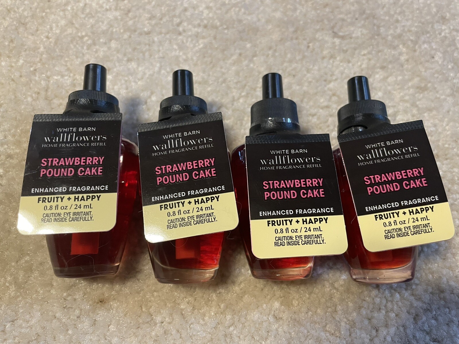 Bath & Body Works Wallflowers NEW Refill Plug-Ins Lot 4 STRAWBERRY POUND CAKE