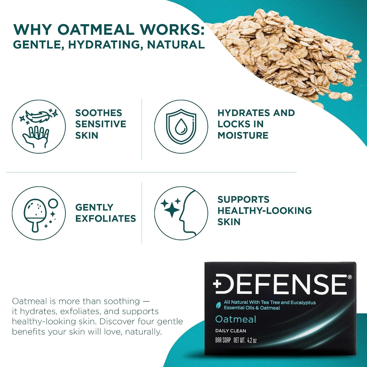Compatible with Skin All Types Oatmeal Bar Soap Natural Tea Tree Eucalyptus f…