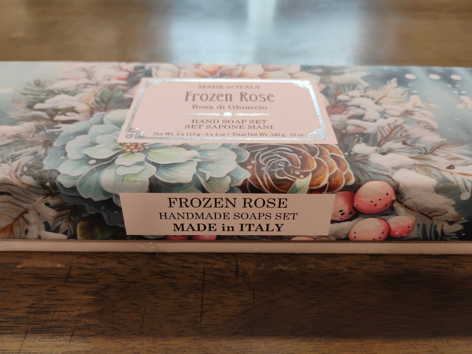 Frozen Rose “Rosa De Ghiaccio” 3x4oz (12oz) Hand Soap Set from ITALY
