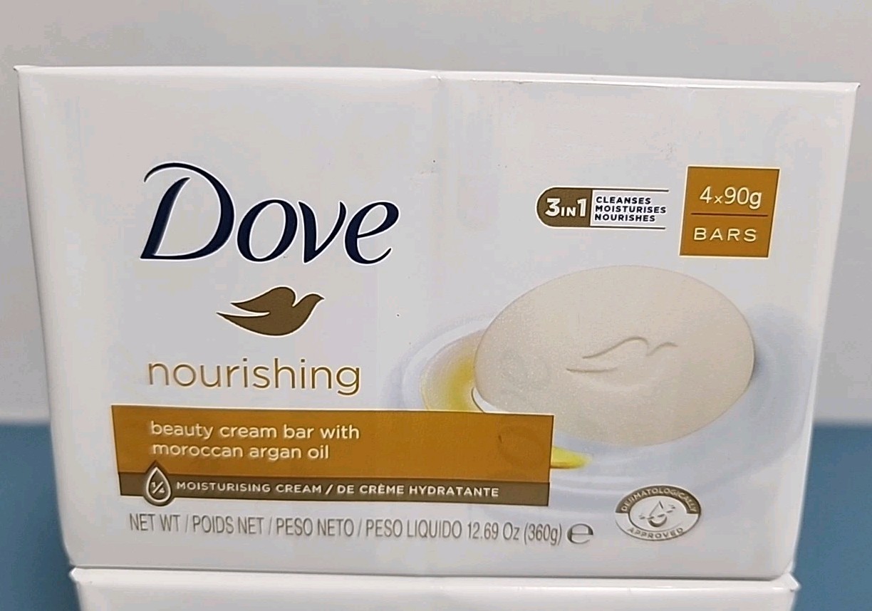 8 Bars Dove Nourishing Beauty Cream Bar Soap with Moroccan Argan Oil 8 x 90g Ea