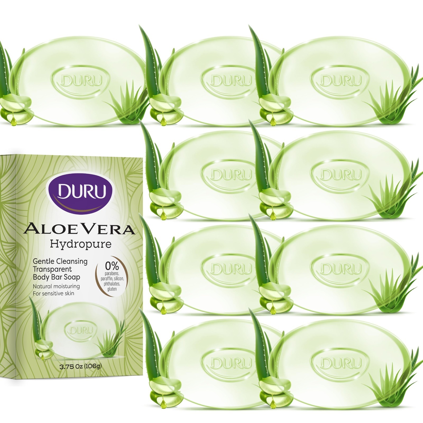 Aloe Vera Glycerin Soap Bar – Vegan Moisturizing Cleansing for Sensitive Skin –