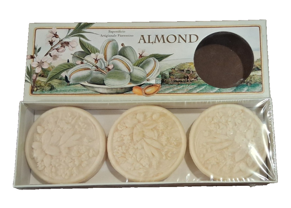 Saponificio Artigianale Fiorentino Almond Scented Soap 3 Bars 4.4 oz Each NEW