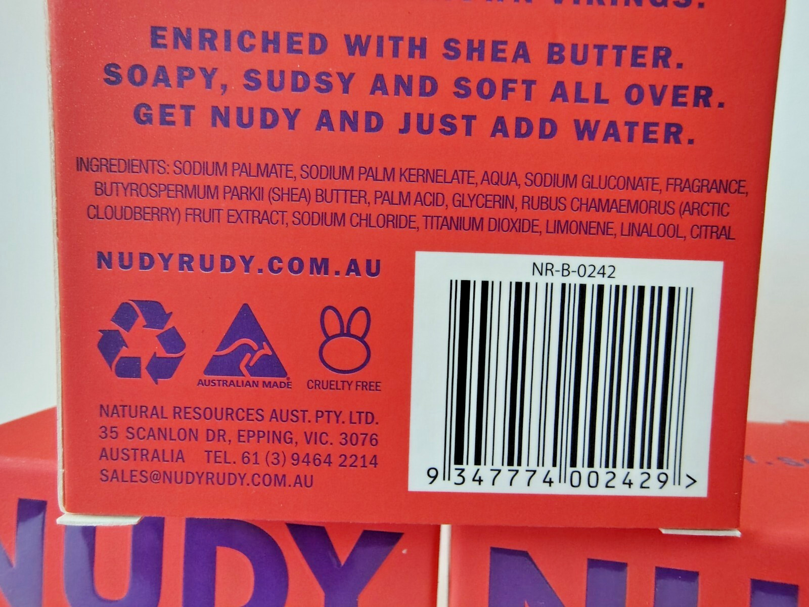 NudyRudy Berrylicious Soap, 4.2oz, Plant Oil Soap, Lot of 5