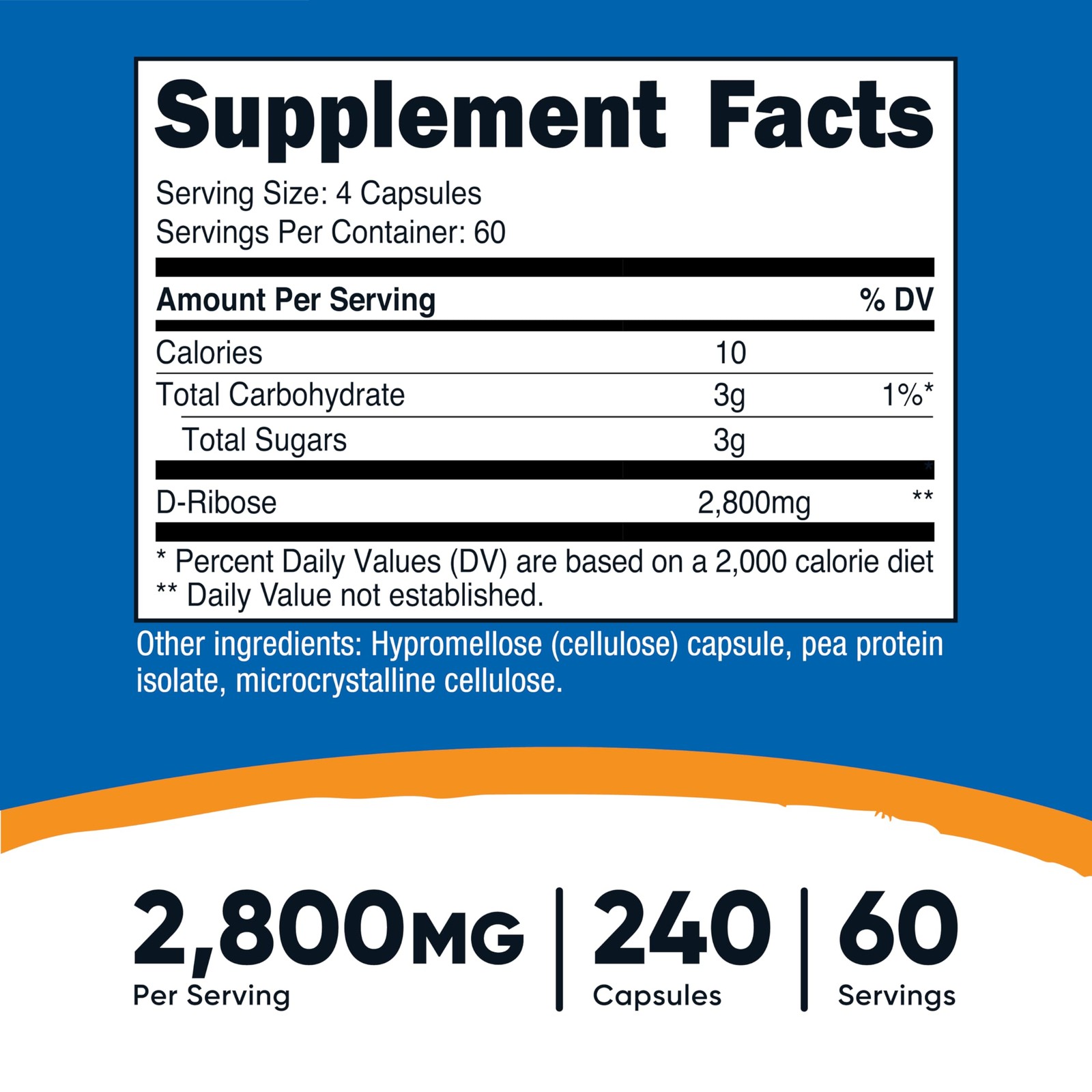 Nutricost D-Ribose 700mg (2800mg Per Serving), 240 240 Count (Pack of 1), Red