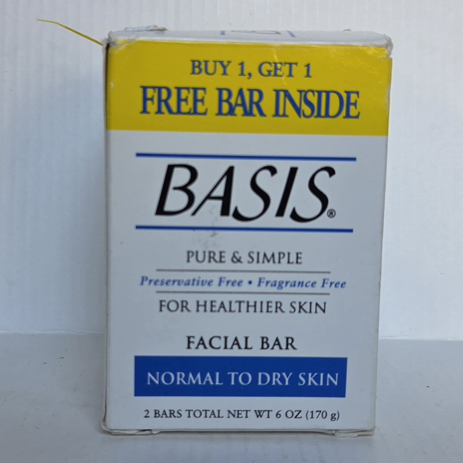 Basis Facial Bar Normal to Dry 2 Bars 6.0 Oz x2 Fragrance & Preservative Free