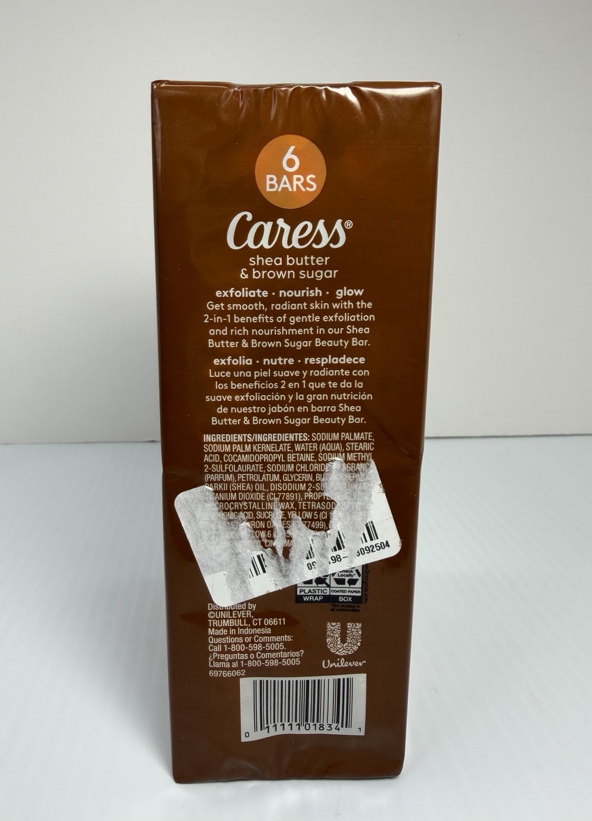 6 Bars Caress Soap SHEA BUTTER & BROWN SUGAR EXFOLIATING Beauty Bars