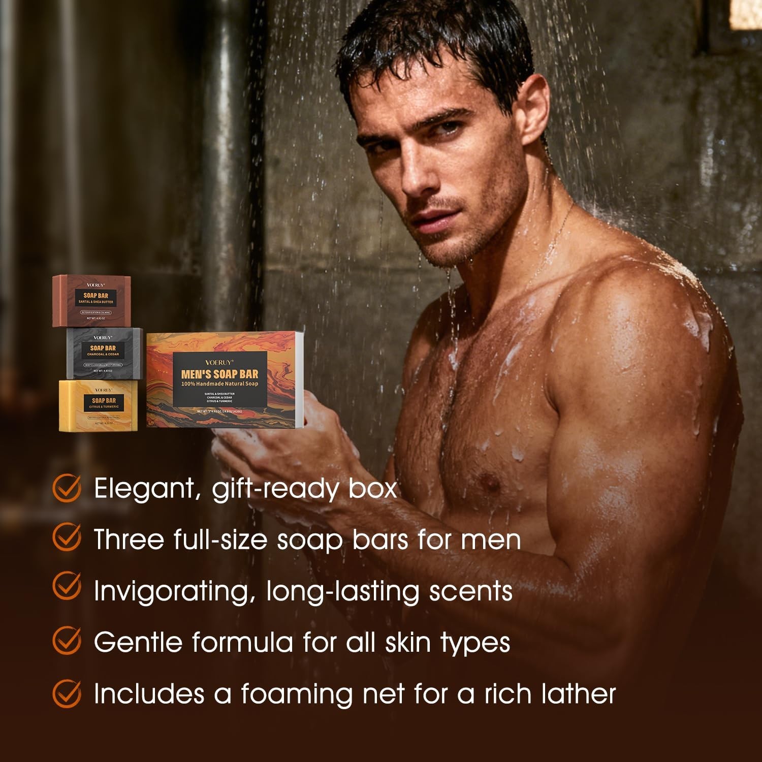 Mens Bar Soap, Natural Handmade Mens Soaps for Face, Body, Hands & Shave, Dee…