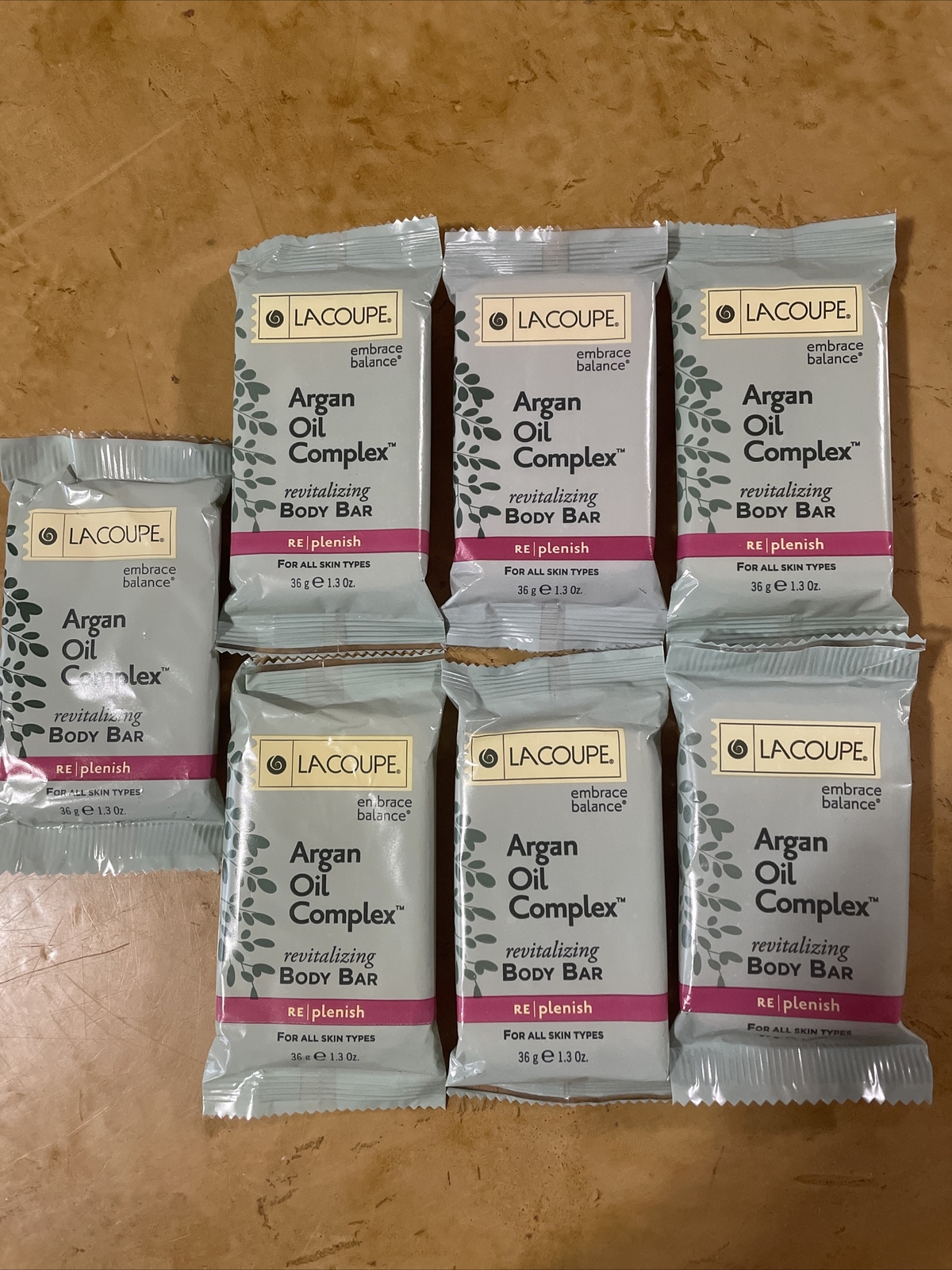 New Lot Of 7 LaCoupe Embrace Balance Argan Oil Complex Revitalizing Body Bars