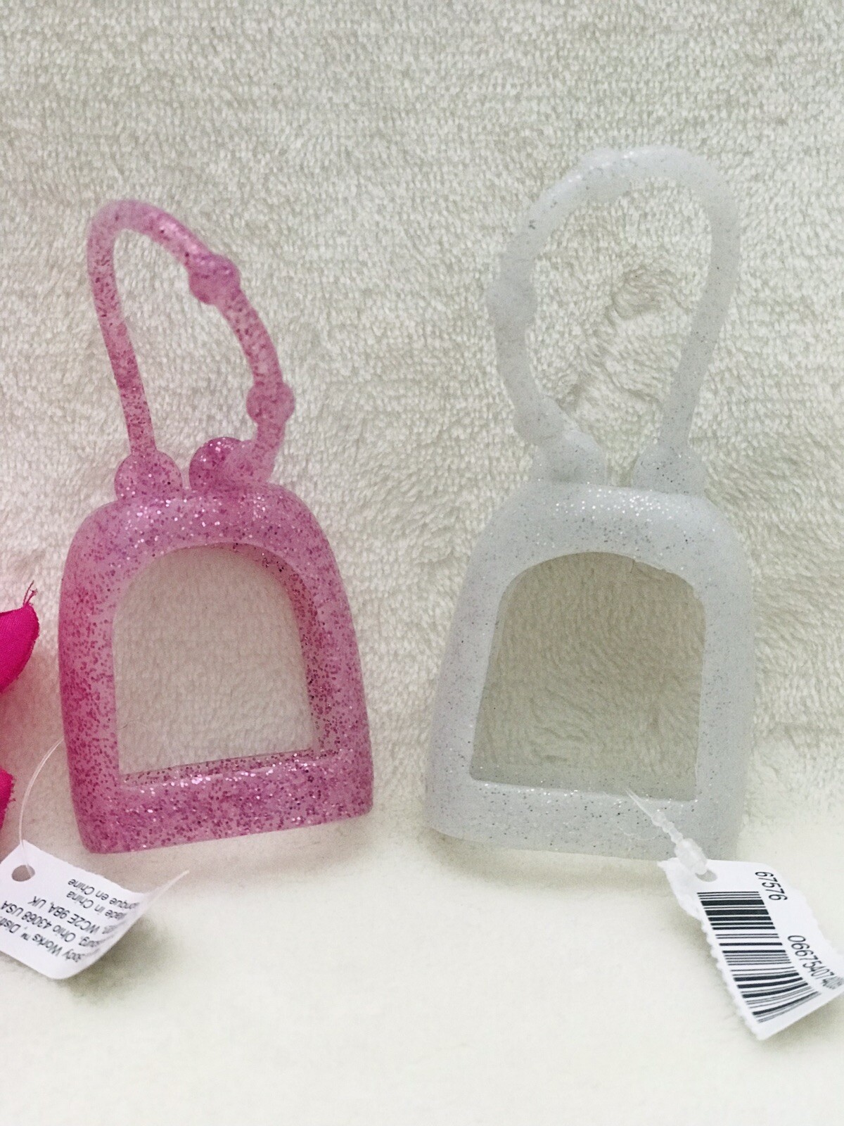 2 Bath Body Works Silver White & Pink GLITTER Pocket Back Holder Case Sleeve NEW