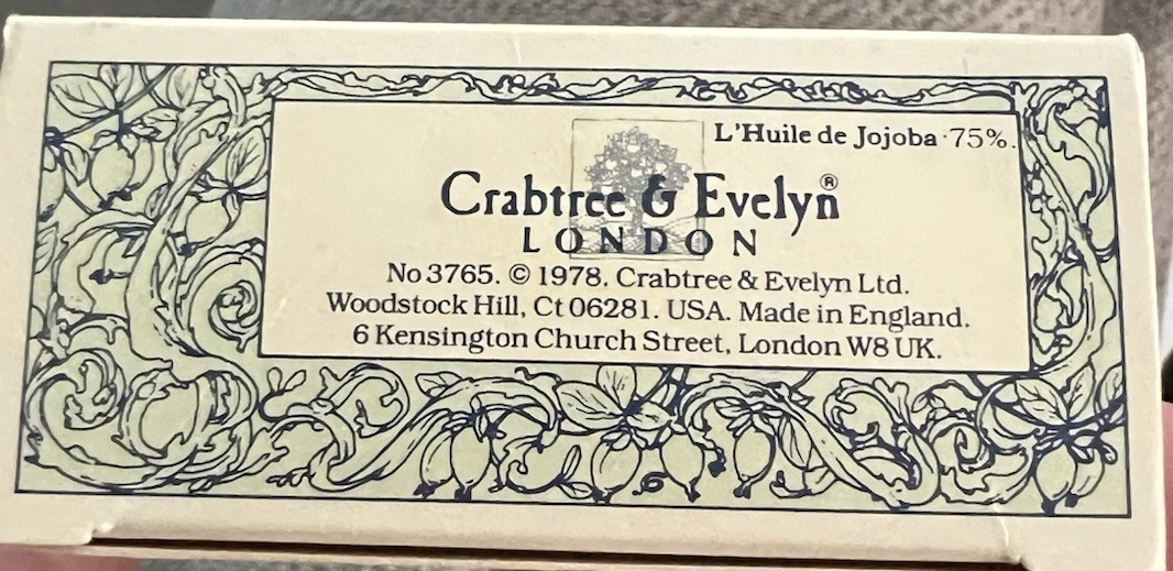 Imported U.K. Crabtree & Evelyn Jojoba Oil Soap 3 oz 1978 Luxury 2 Bars Set