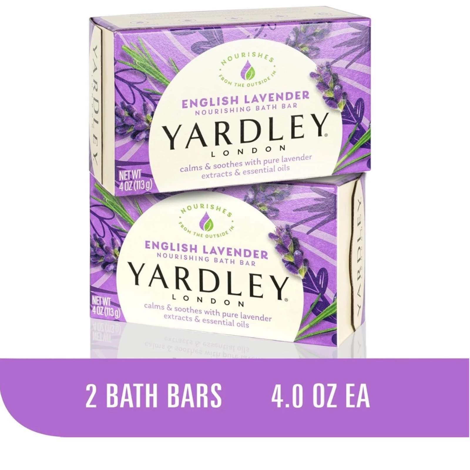 Yardley Nourishing Bath Bar Soap English Lavender 2 Pack 4 Ounces New Sealed