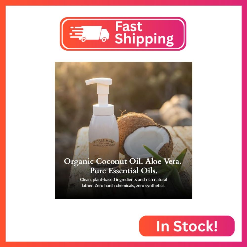 Plantlife Vanilla Orange Foam Soap – Made with Organic Ingredients- 8.5 oz