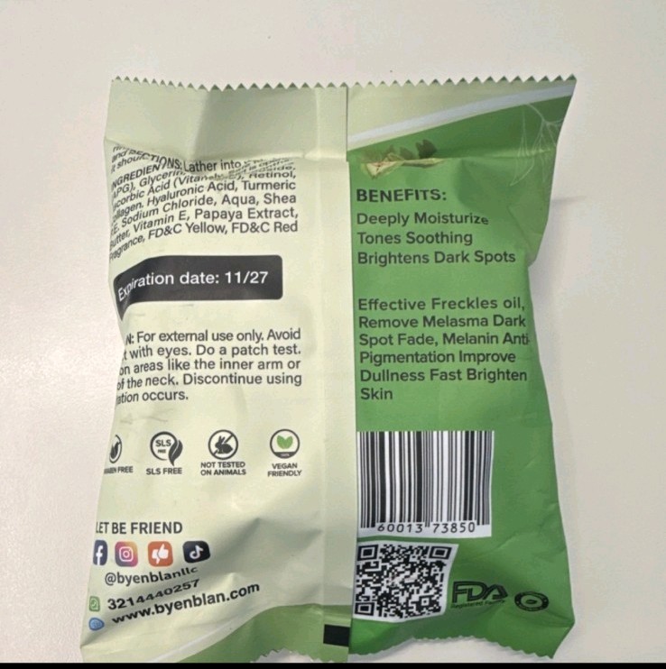 Byenblan 3PCS LARGE 6OZ Asosi Bar Soaps- Green, Cleansing, Moisture&Soothing