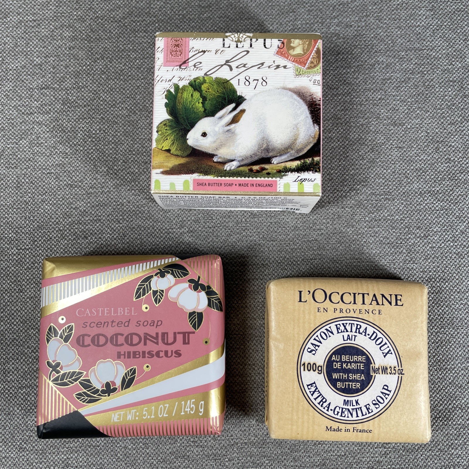 European 3-Soaps Bundle: L’Occitane France, Michel England, Castelbel Portugal