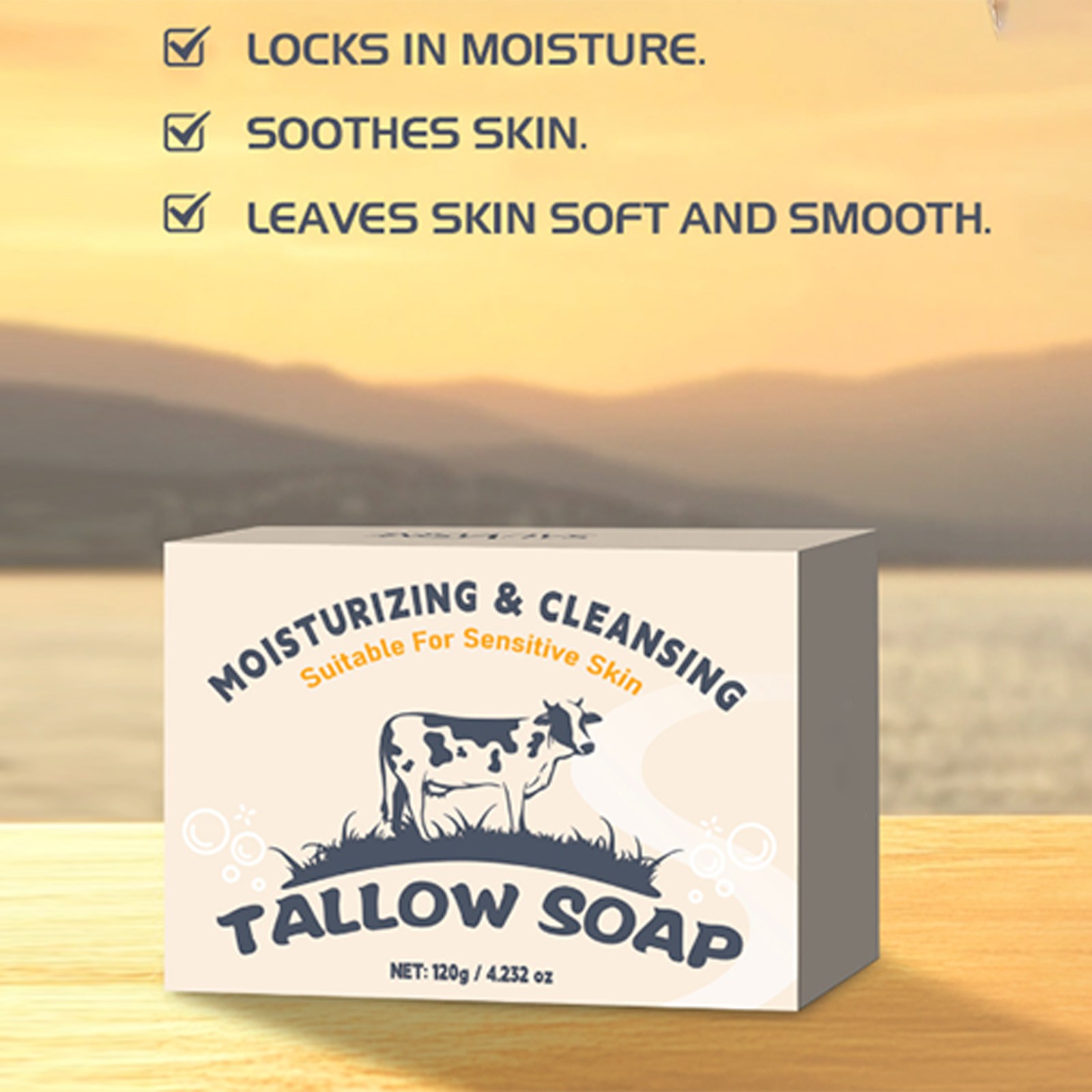 120g Bath Soap Deep Cleaning Body Soap Moisturizing Tallow Soap Oil Control