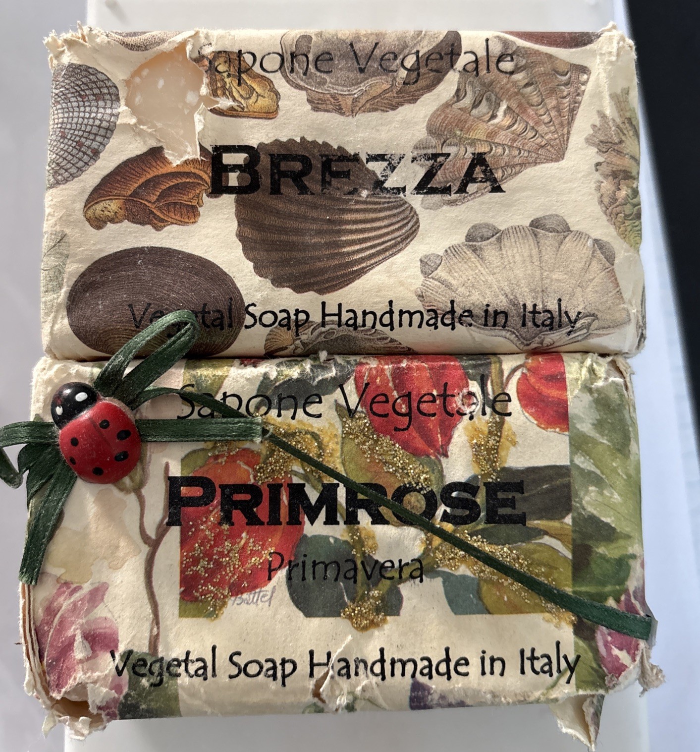 New Sapone Vegetale Handmade in Italy 10.5oz Bath Bar Soap Lot 2 Brezza/Primrose