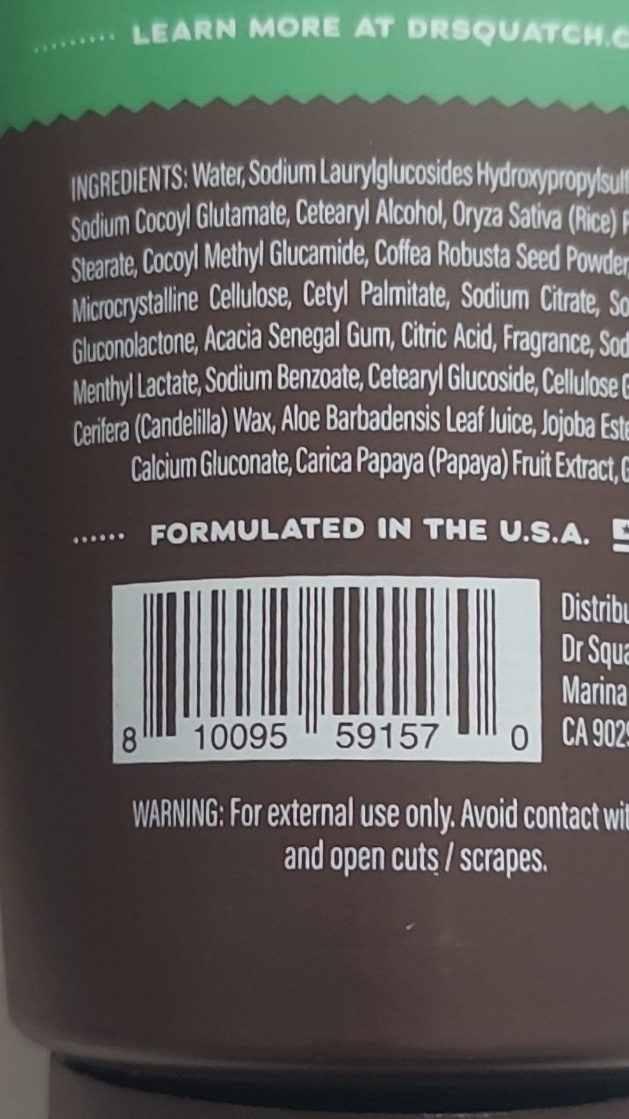 DR SQUATCH Mens Natural Face Wash COOL FRESH ALOE (4.0 fl oz) SEALED