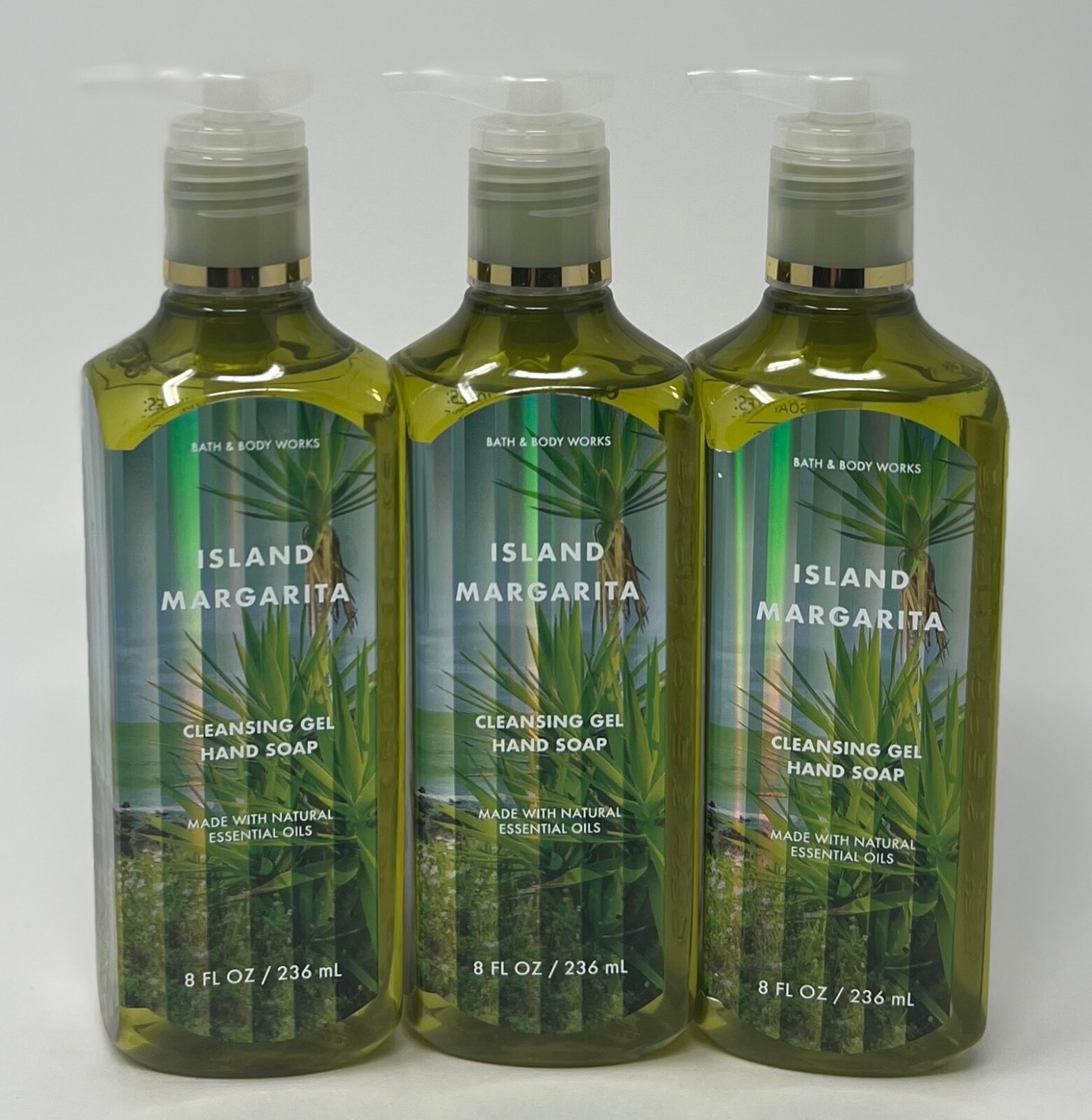 3 NEW BATH & BODY WORKS ISLAND MARGARITA CLEANSING GEL HAND SOAP WASH 8OZ LIME