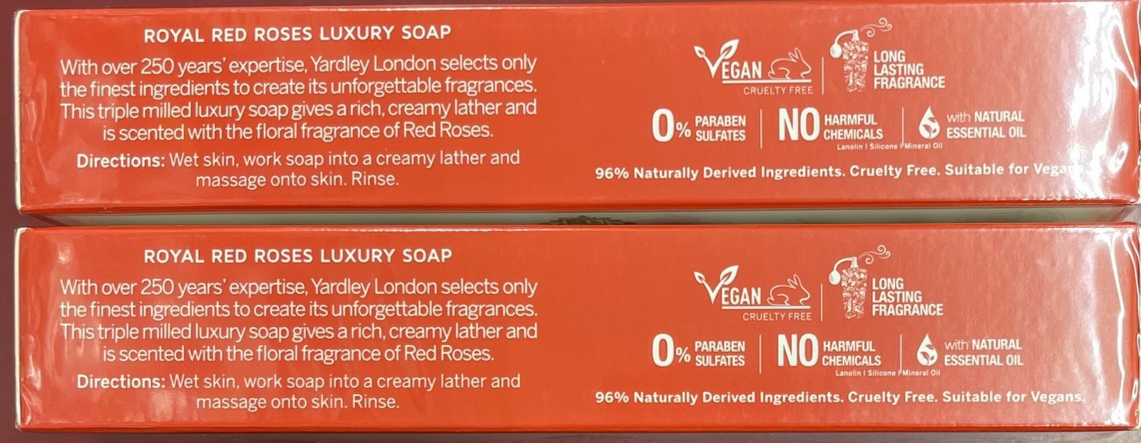 12 Pcs Yardley London Royal Red Roses Luxury Soap Net Wt 100g Each Bar