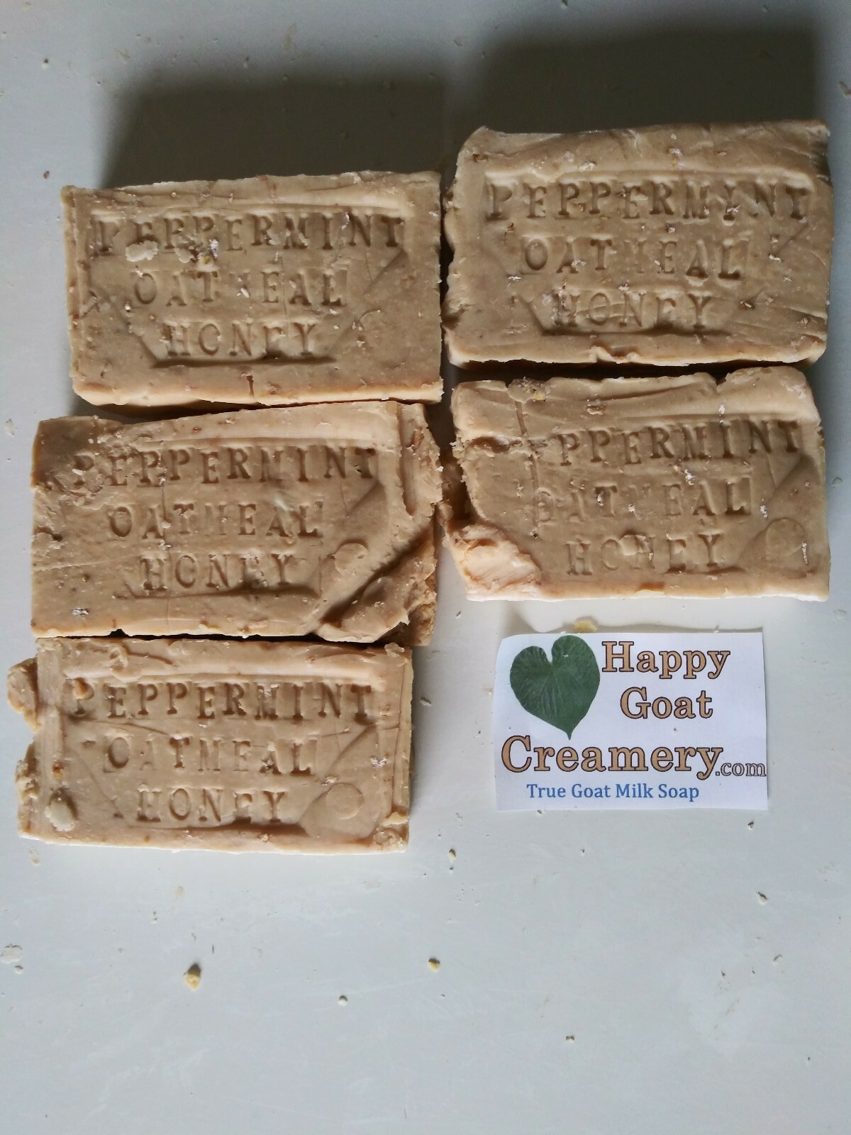 PEPPERMINT OATMEAL & HONEY GOAT MILK SOAP HAPPY GOAT CREAMERY PURE ESSENTIAL OIL