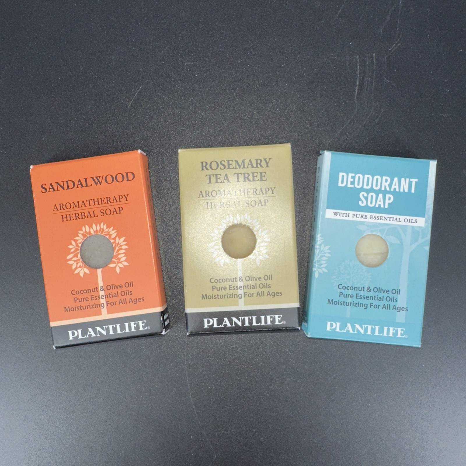 3 Plant Life Aromatherapy Herbal Sampler Soap Bars 1oz. Variety of Scents