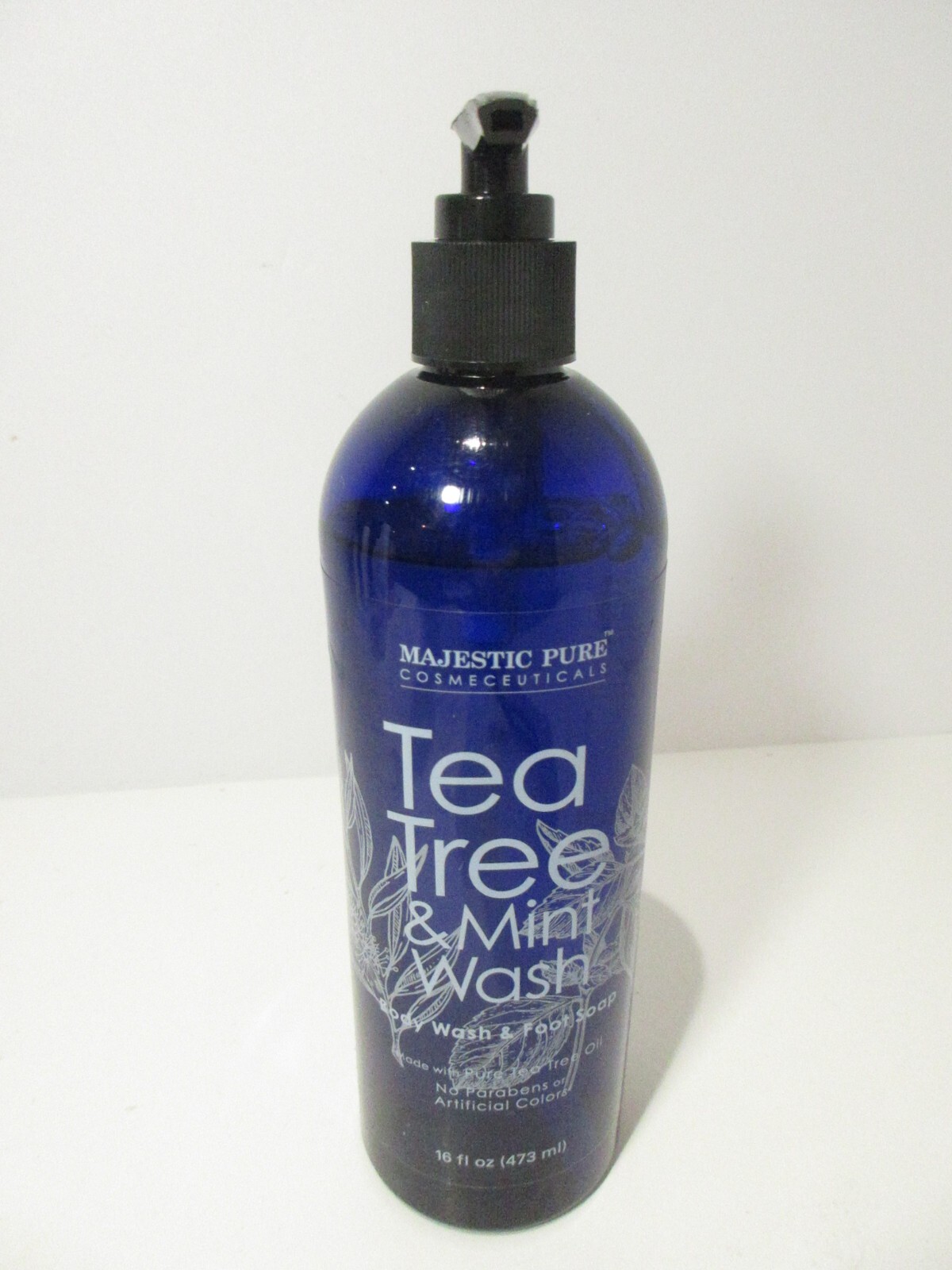 MAJESTIC PURE Tea Tree Oil w/ Mint Body & Foot Wash Shower Gel Soap (16 oz)