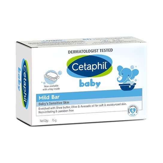 Cetaphil Baby Mild Bar for Newborns & Babies | Dry & Sensitive Skin | 3 x 75 gm