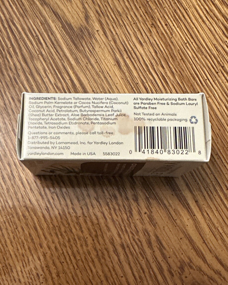 Yardley London Moisturizing Bath Bar Creamy Coconut 4oz.