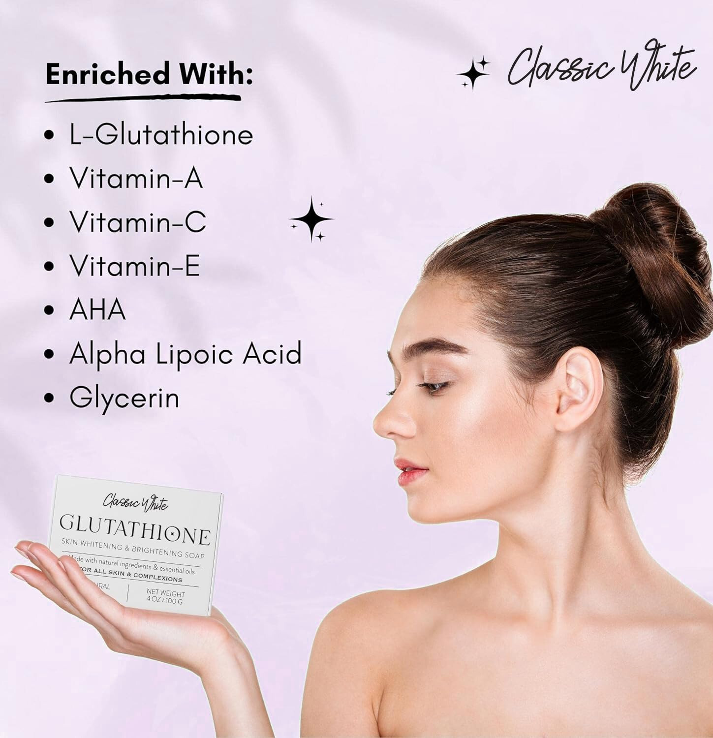 Glutathione Skin Whitening & Brightening Soap Anti-Aging Natural & Vegan 75g 4pk