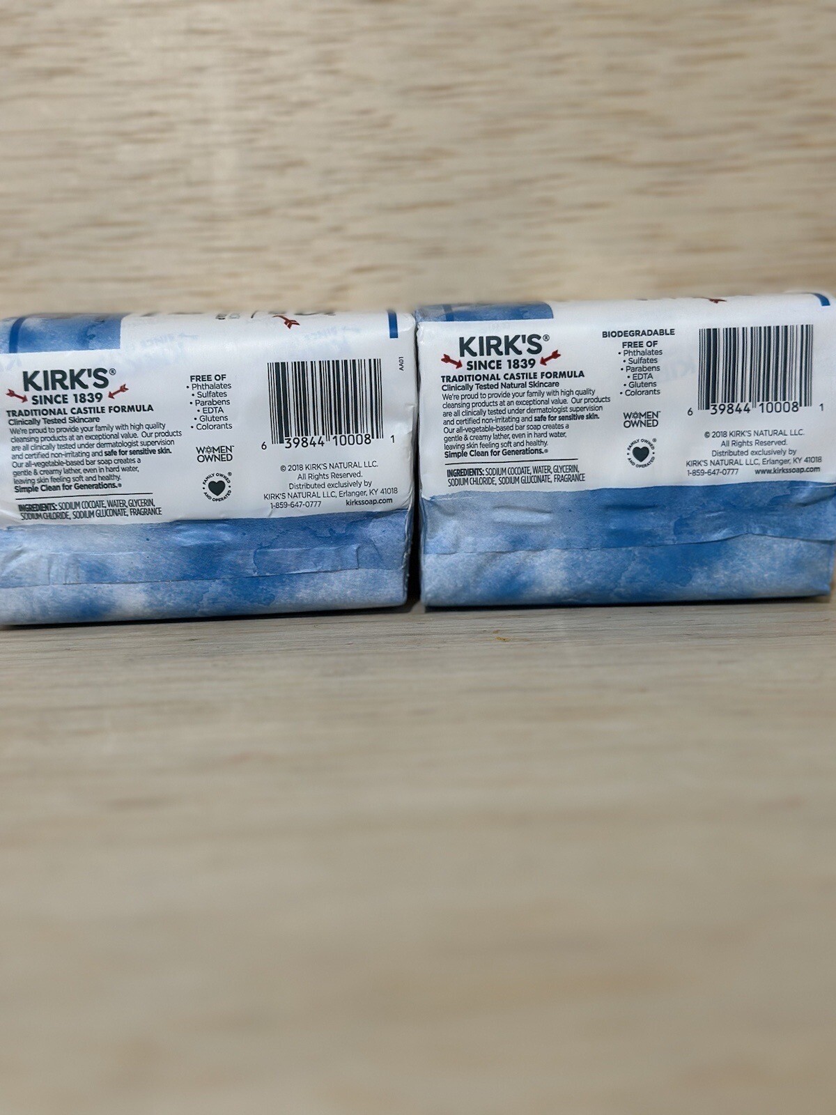 Lot Of 2-Kirk’s Castile 💯 % Coconut Oil Original Fresh Scent Soap -3 Bars Each
