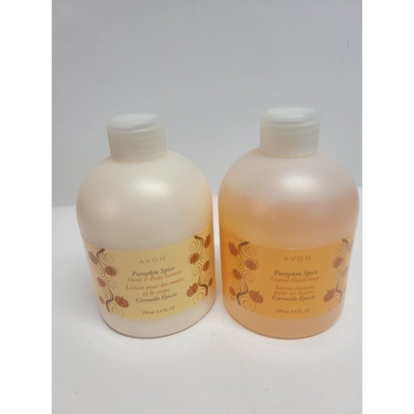 Avon Pumpkin Spice Liquid Hand Soap and Hand Body Lotion Set 8.4oz