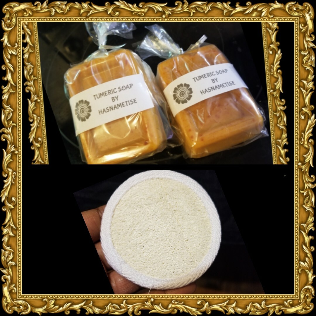 Turmeric Soap Scrub Pad, Natural Skin Lightening Soap,Handmade Natural Soap