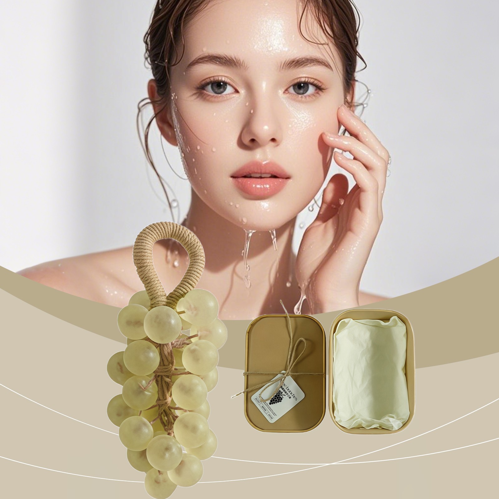 Jasmine Grape Shaped Soap Gift Box Natural Fragrance Bath Soap for Body Cleansin