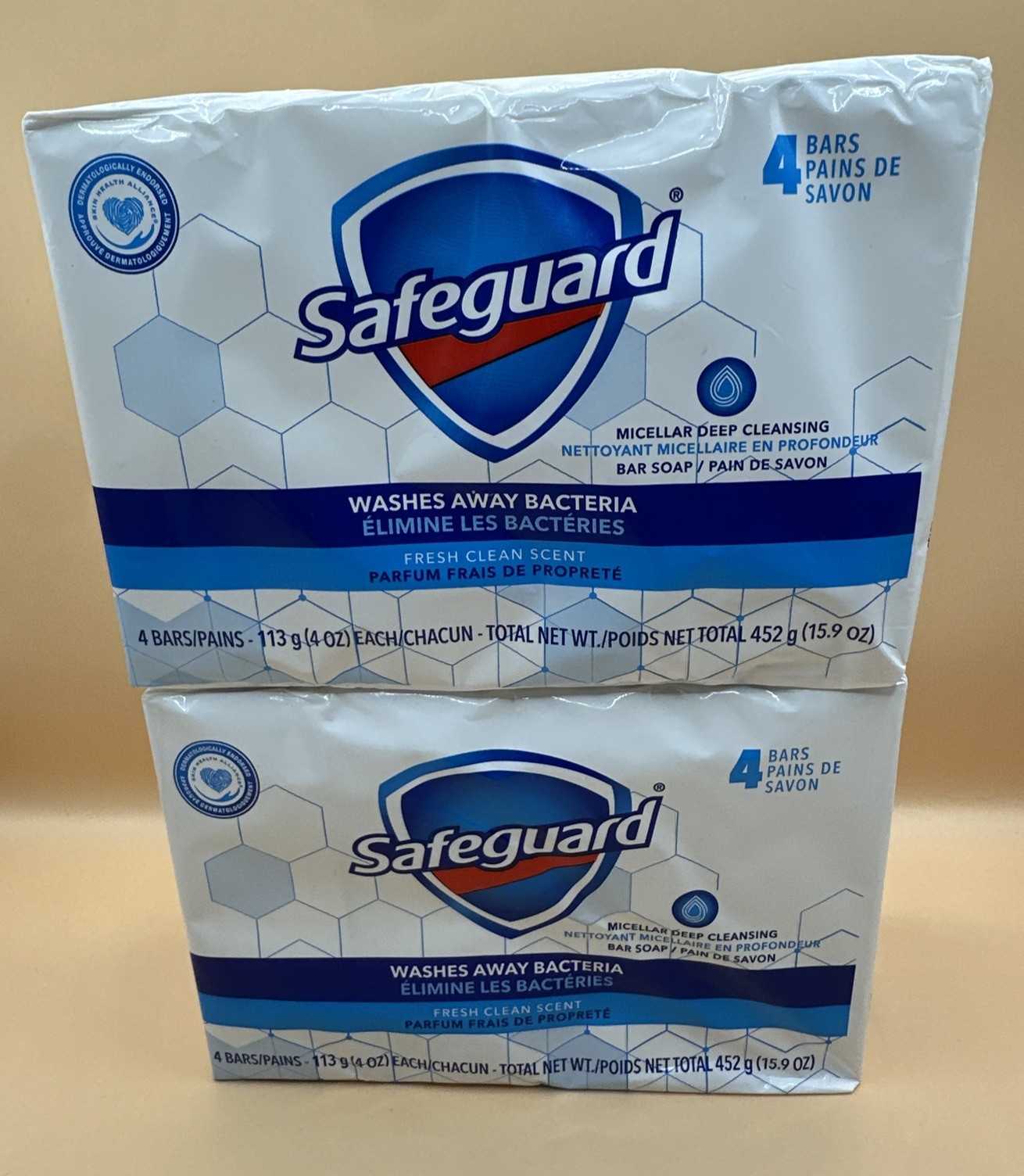2pack Of Safe Guard Washes Away Bacteria Fresh Clean Scent 4 Bar Each Pack