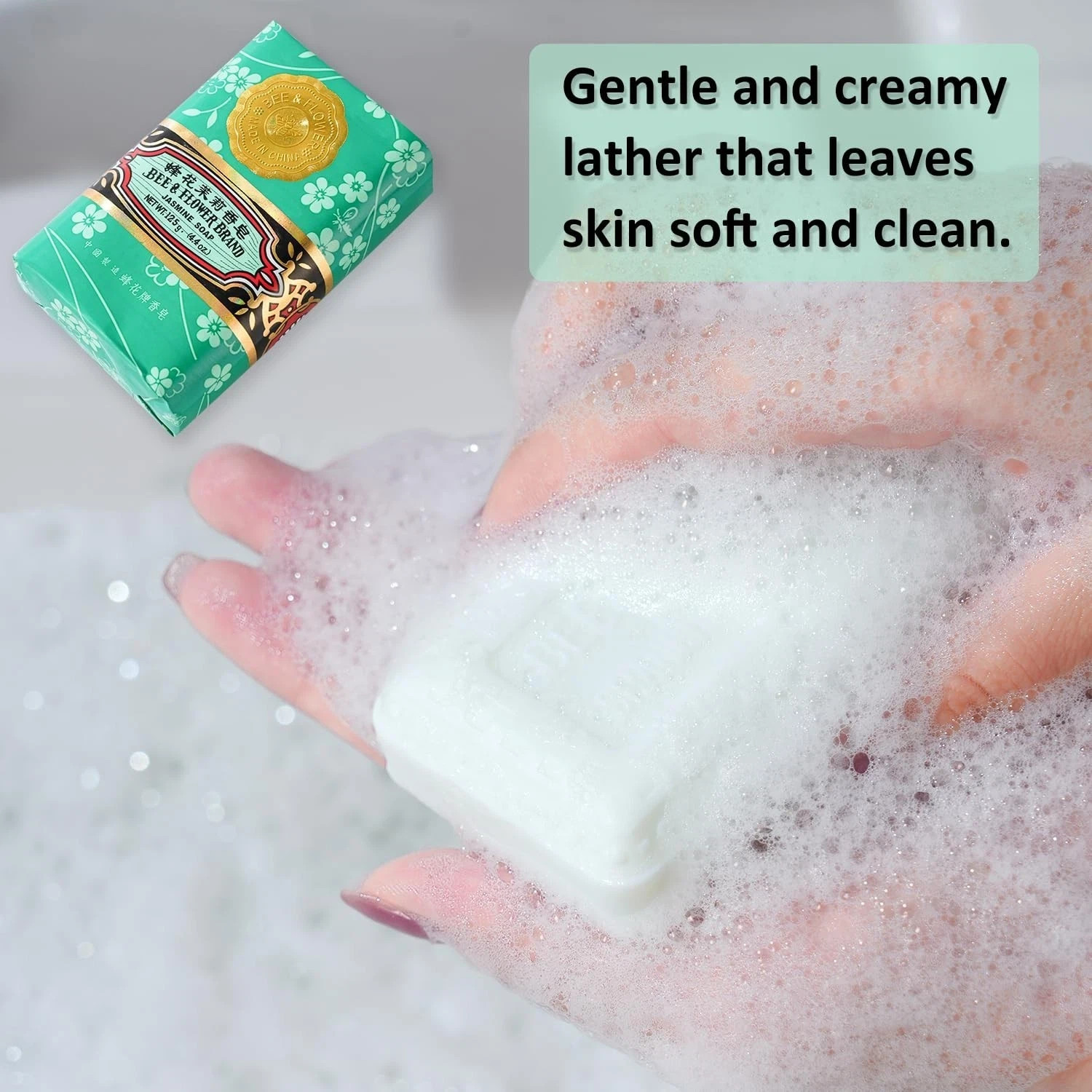 Bee & Flower Soap Jasmine 4.4 oz Each (Pack of 4)