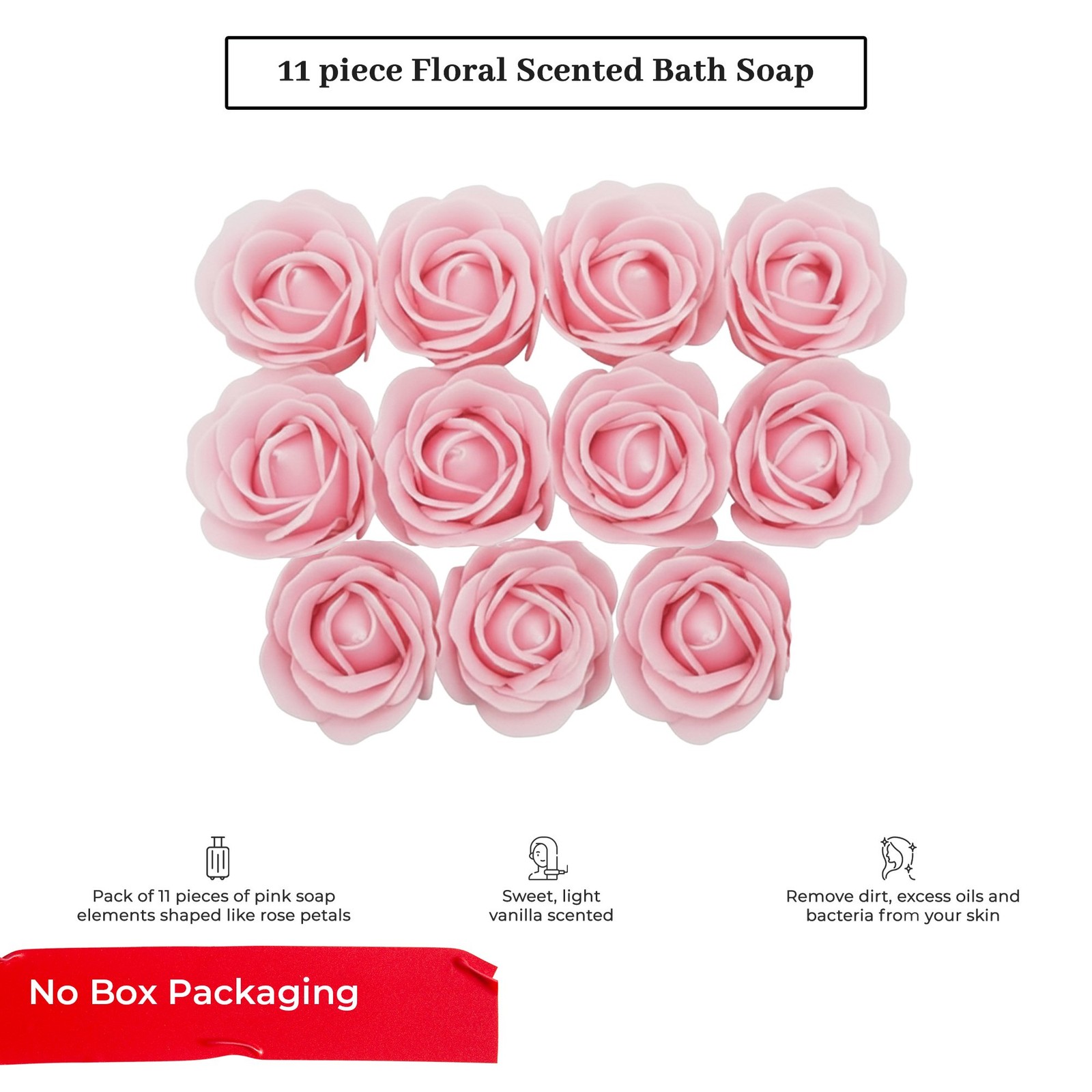 Floral Scented Bath Soap Rose Flower Petals, Pink, 12 Count Decor Soaps