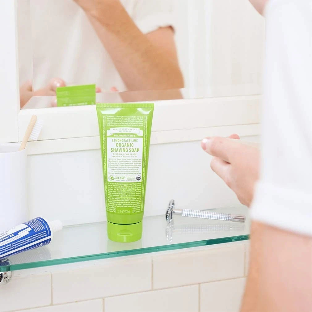 Dr. Bronner’s Organic Shaving Soap Lemongrass Lime 7 fl. oz Each (Pack of 4)
