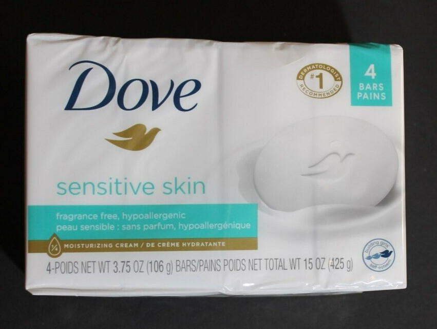 Dove Sensitive Skin More Moisturizing Than Bar Soap 3.75 oz, (4 Pack)