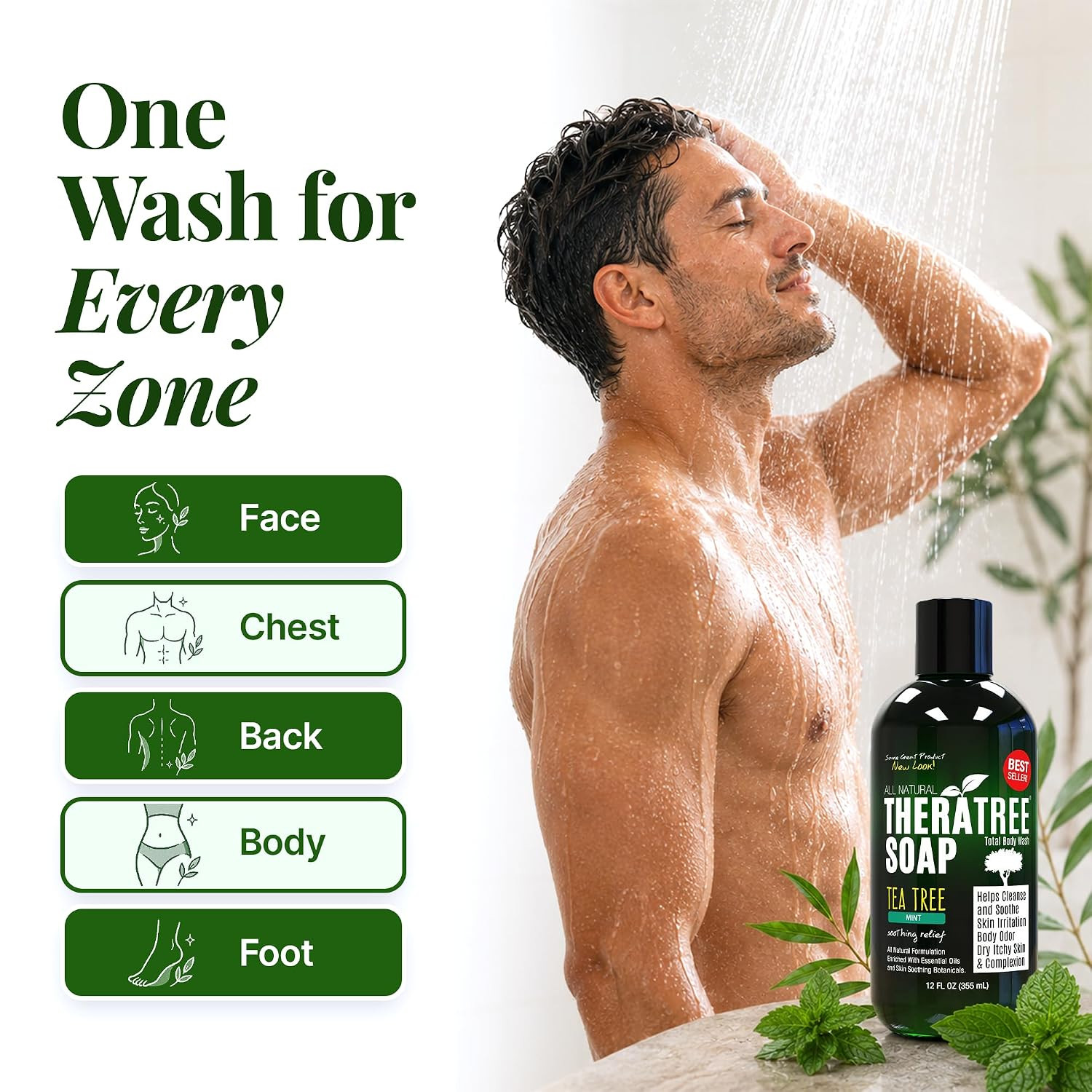 Theratree Tea Tree Oil Soap with Neem Oil – 12Oz – Helps Skin Irritation, Body