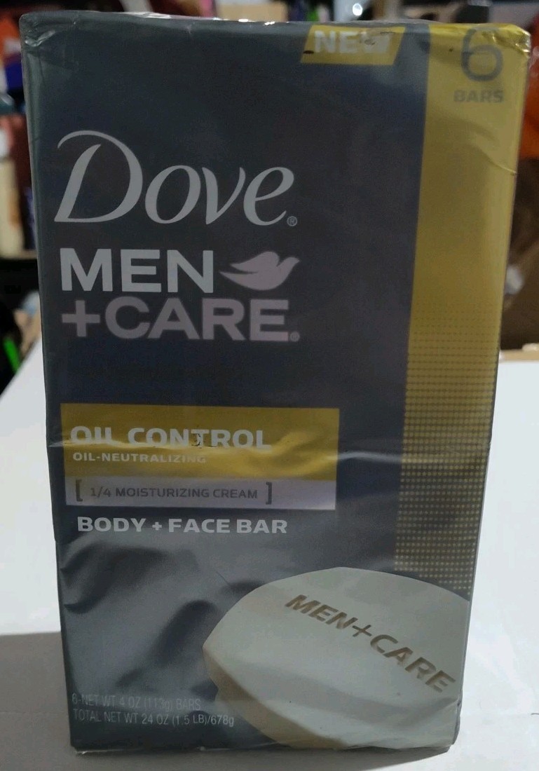 Dove Men + Care Body & Face Bar Soap Oil Control 1 Pack Of 6 Bars New Discontinu
