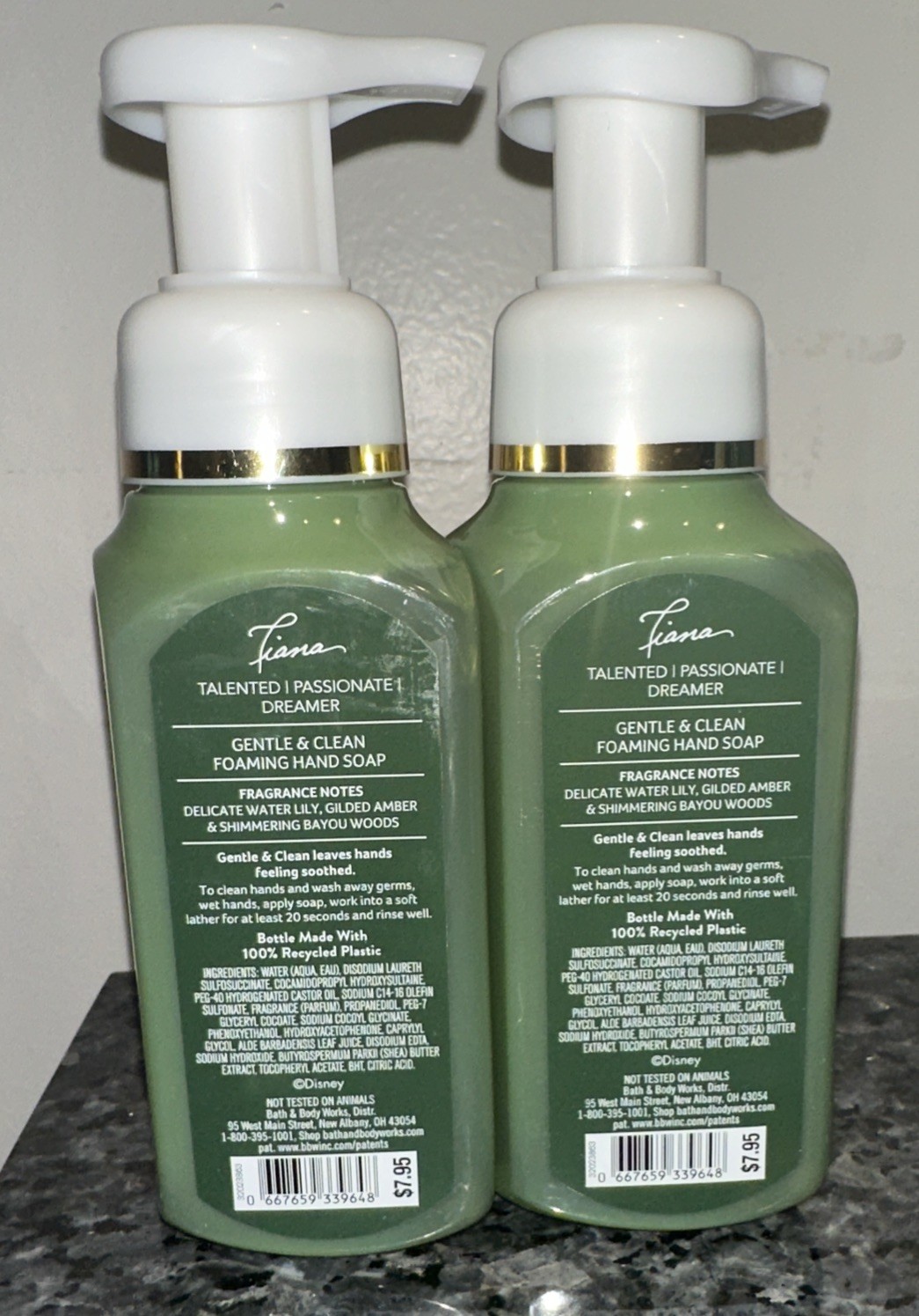 2 X Disney Princess TIANA Gentle Foaming Hand Soap Bath Body Works