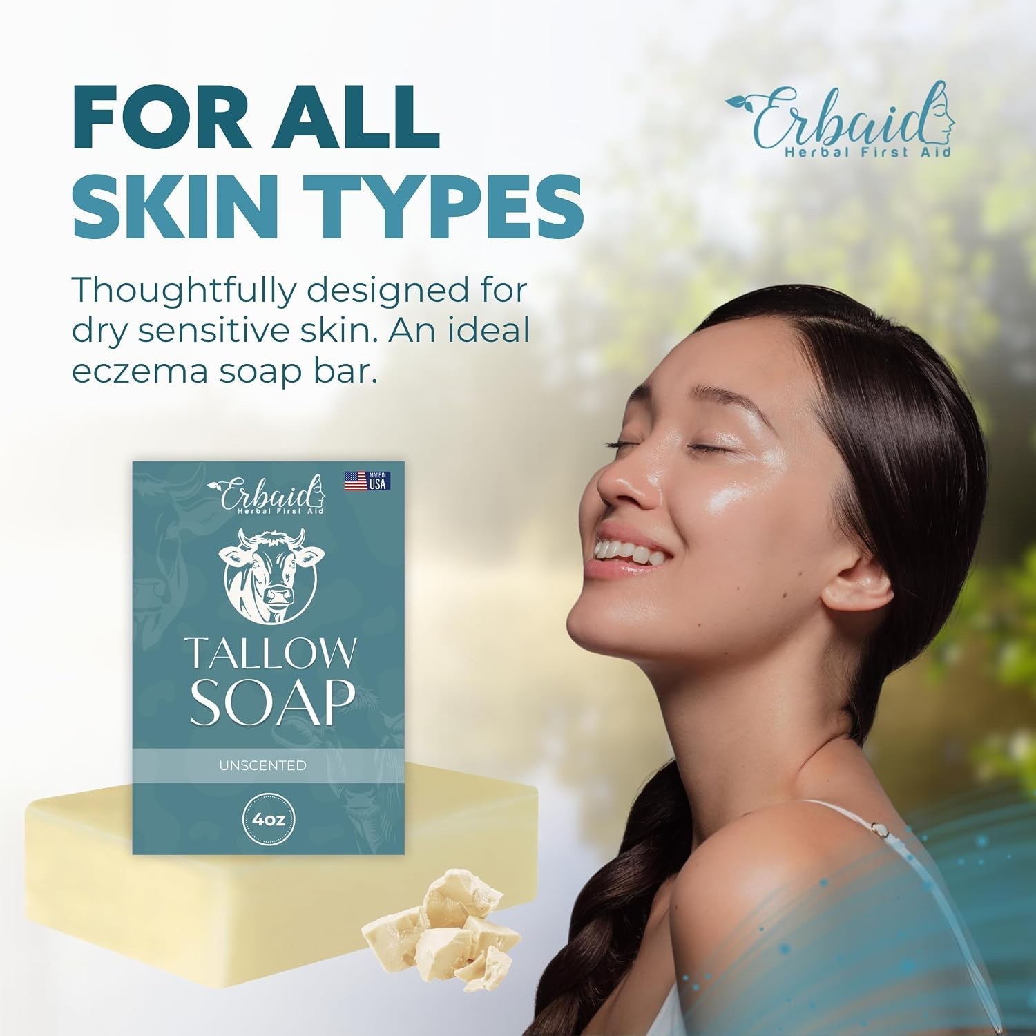 Moisturizing Beef Tallow Soap Bar – Gentle Solution for Dry, Itchy Skin – 4oz