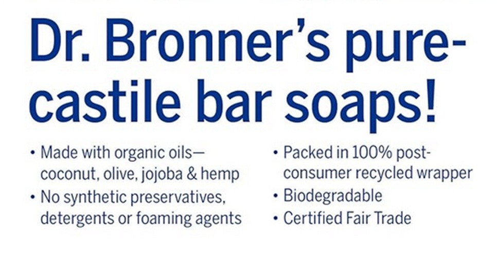 Dr. Bronner’s All-Pure Castile Magic Bar Soap Peppermint 5 oz 3 Pack BRAND NEW